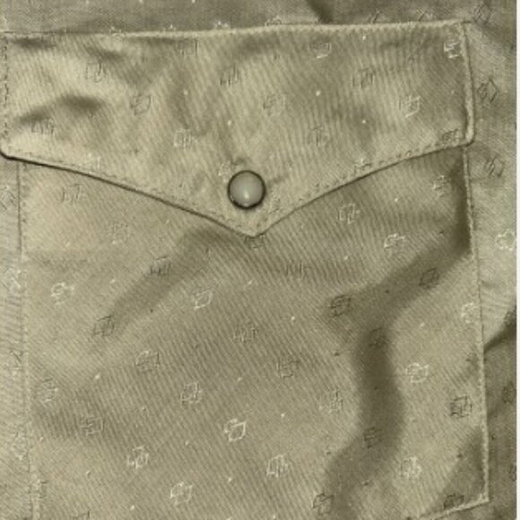 Express Riders Western Shirt Men's Beige Geometric Pearl Snap Size Medium Dressy - Picture 5 of 7